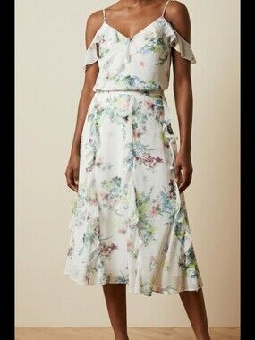 Ted Baker ruffled skirt Pergola print. Size 14